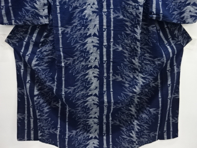  アンティーク　木綿本場久留米絵絣　竹笹模様単衣着物